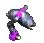 a pixel art of a purple and silver object on a white background