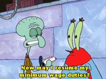 Spongebob Squidward GIF - Spongebob Squidward Now May I Resume My Minimum Wage Duties GIFs