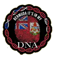 a sticker that says bermuda it 's in my dna on it