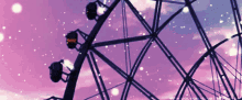 a picture of a ferris wheel with a purple sky in the background and the letters ff on the bottom right