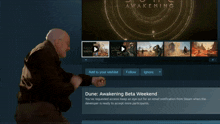 a man is playing dune awakening beta weekend