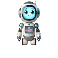 a robot with a re/max true logo on its chest