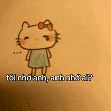 a drawing of a hello kitty with the words toi nho anh anh nho ai