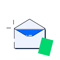 an envelope with a blue sign that says great on it