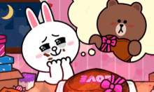Brown And Cony Thinking Of You GIF - Brown And Cony Thinking Of You In Love GIFs