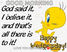 tweety says good morning god said it i believe it and that 's all there is to it