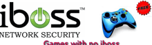 a logo for iboss network security with a blue game controller next to it