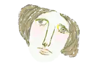 a drawing of a woman 's face with a slight smile