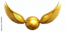 a golden snitch from harry potter with gold wings on a white background