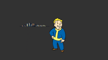 a cartoon of a man pointing at a nuclear explosion in the background
