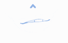 a drawing of a person 's mouth with a blue arrow pointing up
