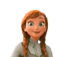 anna from frozen is smiling and wearing a braided outfit