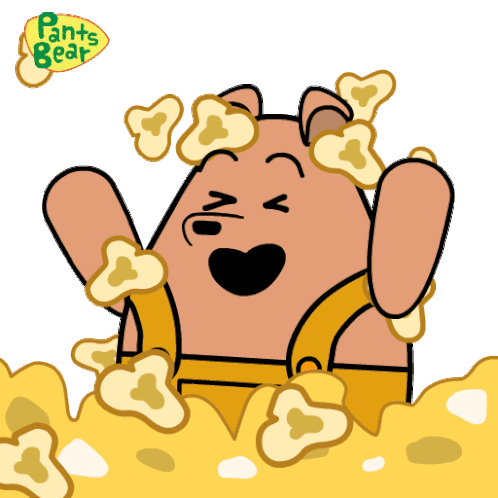 Pants Bear Popcorn Sticker - Pants Bear Popcorn Stickers
