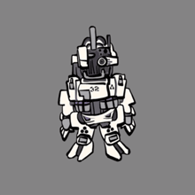 a drawing of a robot with the number 32 on his chest