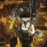 a drawing of a person with a camera on their head and the word loggerhead on the bottom right