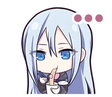 a cartoon drawing of a girl with long white hair drinking from a cup