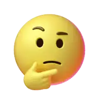 a thinking smiley face with a hand on its chin