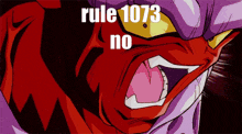 a cartoon character with rule 1073 no written in white