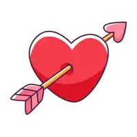 a red heart with a pink arrow sticking through it