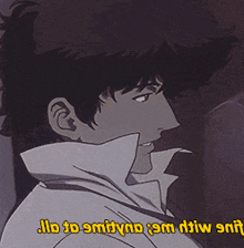 a cowboy bebop character says hello to smithyno and am diiw sniff