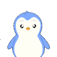 a blue and white penguin with a yellow beak