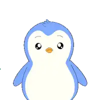 a blue and white penguin with a yellow beak