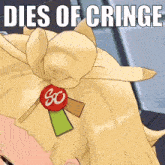 a picture of a girl with the words dies of cringe written on it