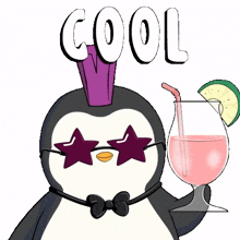 cool summer penguin with it