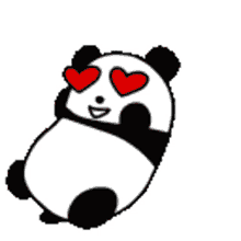 cute panda heart eyes heart love