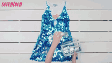 Blue Dress Shinny GIF - Blue Dress Shinny Glittery GIFs