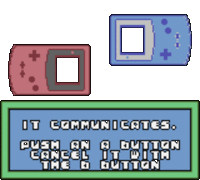 a pixel art of a game controller that says it communicates push on a button cancel it with the d button