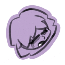 a drawing of a person 's face with a purple background