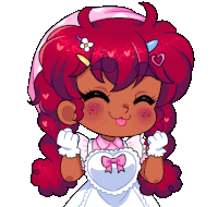 a cartoon drawing of a girl with red hair and a heart on her head
