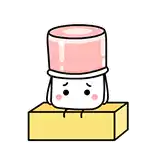 a cartoon of a marshmallow wearing a top hat sitting on top of a box .