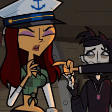 a cartoon of a woman wearing an anchor hat
