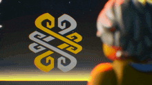 a yellow and white symbol with the letters g and r on it