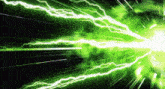 a green lightning bolt is coming out of a black background