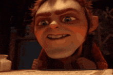 a close up of a cartoon character 's face