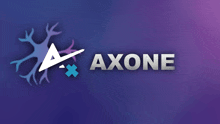 a purple background with a white a and the word axon on it