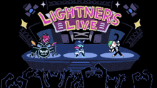 a video game called lightners live is being played on a stage