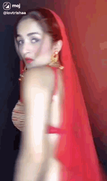 Red Choli Belly Button GIF