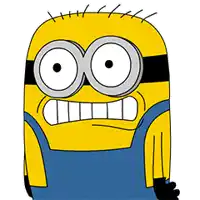 a cartoon drawing of a yellow minion with big eyes