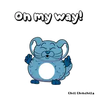 a cartoon drawing of a cat with the words on my way written above it