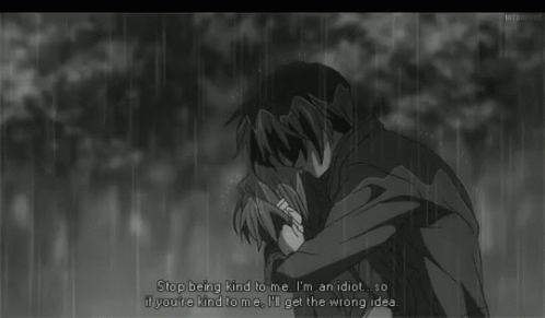 sad hugging anime