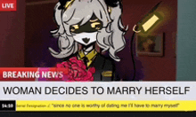 a woman decides to marry herself on a breaking news report