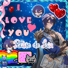 a picture of a anime character with the words i love you written on it