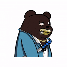 super rare bears katana gangster gold teeth gangster grills