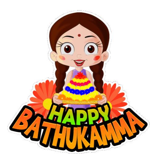 Happy Bathukamma Chutki Sticker - Happy Bathukamma Chutki Chhota Bheem Stickers