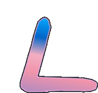 the letter l has a blue and pink gradient