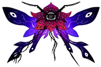 a drawing of a flower with many eyes and a g on it